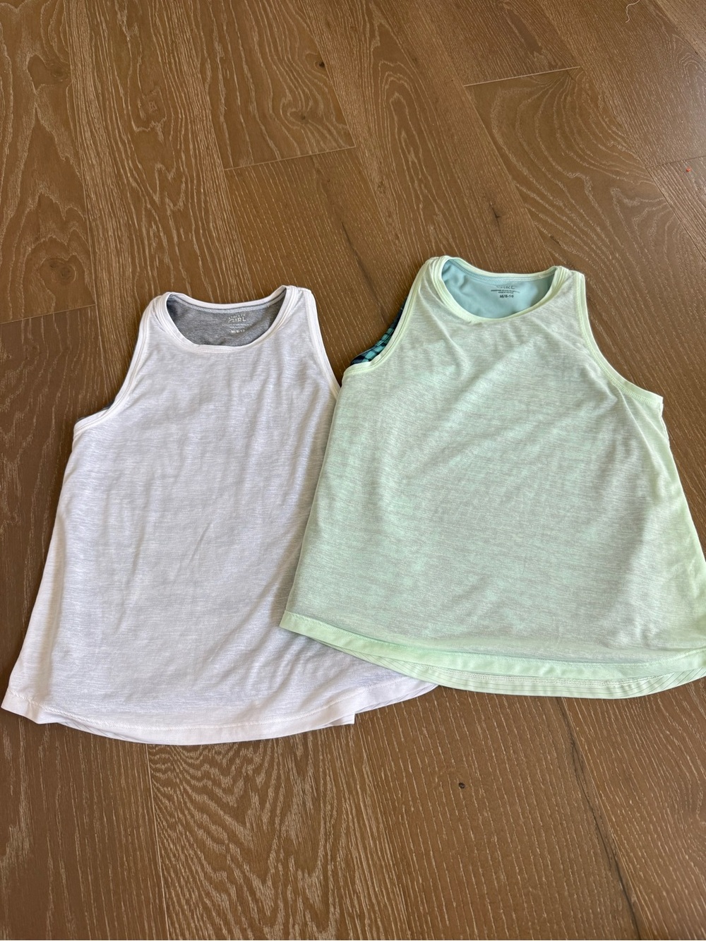 Athleta Girl Racerback Double Layer Tank Top Set Light Green & White M (8-10)